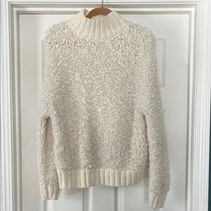 Express Cream Textured Turtleneck Sweater